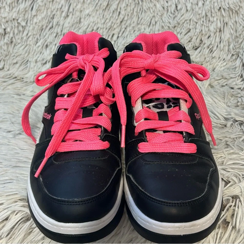 Reebok X Heelys High Top‎ Shoe Youth 4 Womens 6 Black Pink Leopard NO WHEELS